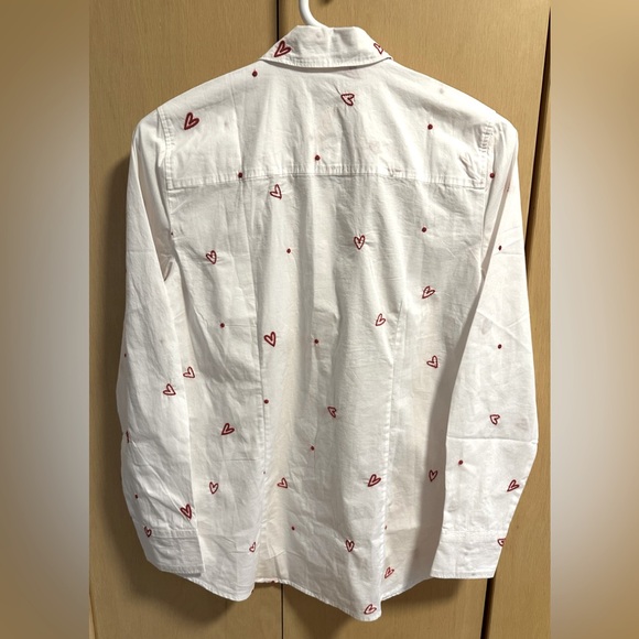 J. Crew Embroidered Hearts Button-Up Shirt in Signature Fit - NWT - Picture 4 of 8